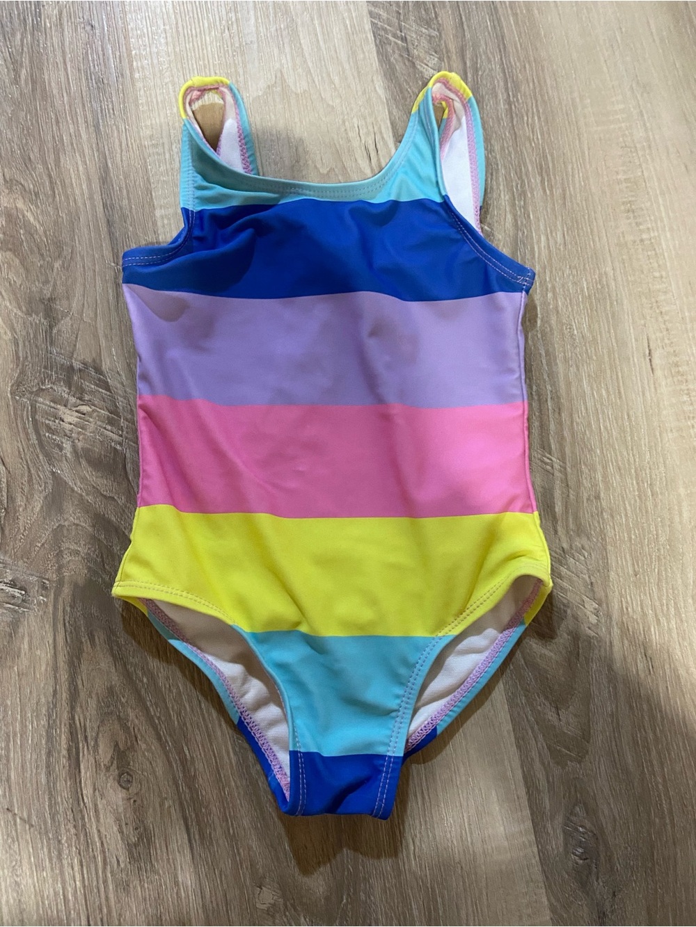 Joe Fresh Girls Striped One-Piece Swimsuit - Blue, Purple, Pink, Yellow, Aqua